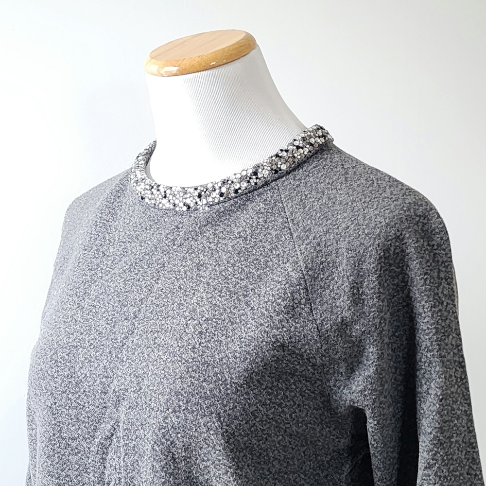 Majestic Filatures Crystal Embellished Collar Cotton Cashmere Pullover Size 3